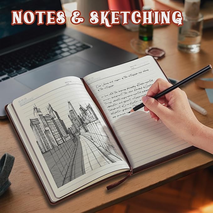 2025 Leather Vintage Journal Notebook,300 Pages,Leather Softcover Lined Journal Notebooks for Women Men,Notebook Journals for Writing Travel,Business,Office,7.1'' X 9.8''