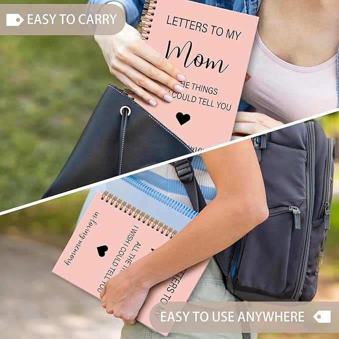 Memorial Gifts for Loss of Mom Grief Notebook Journal, Letters to My Mom in Heaven Journal, Sympathy Notebooks Gifts for Loss of Mom Women, In Loving Memory Sympathy Gifts, 6x8.2In(Pink)