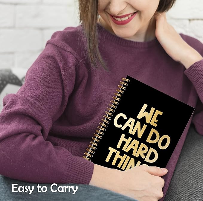 Blank Preppy Motivational Inspirational Notebook-We Can Do Hard Things Spiral Journal 5.5x8.3,Positive Gifts Spiral Notebookf or Work Office School Kids Student Teacher,Journal for Women