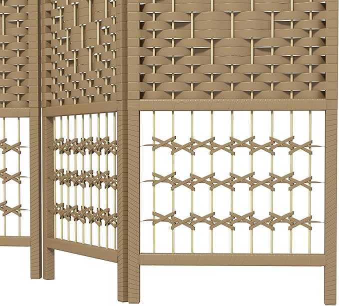 NicBex Room Divider 4 Panel Room Dividers with Woven Paper Design Partition Room Dividers and Folding Privacy Screens 5.6 FT Wall Divider for Office, Room Separation,63.6" W x 0.5" D x 67" H, Natural