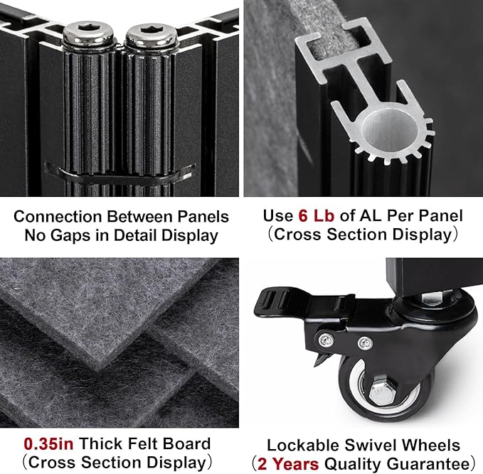 Room Partition,Office Divider,Portable Commercial Screen Dividers,Privacy Partition Separator,Classroom School Dividers,10'6"L* 6'7"H,5 Panel,Light Grey