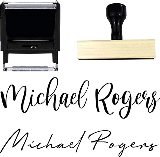 Custom Name Signature Stamp - 10 Font Options Self-Inking 1 or 2 Line Stamper with Personalized Script Calligraphy Thank You Handmade Stamp (1 Line)
