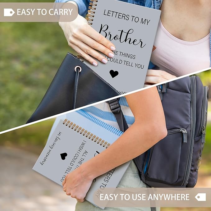 OINDADE Loss of Brother Sympathy Gifts Grief Notebook Journal, Letters to My Brother in Heaven Journal, Memorial Notebooks Gifts for Loss ofBrother, In Loving Memory Sympathy Gifts, 6x8.2In