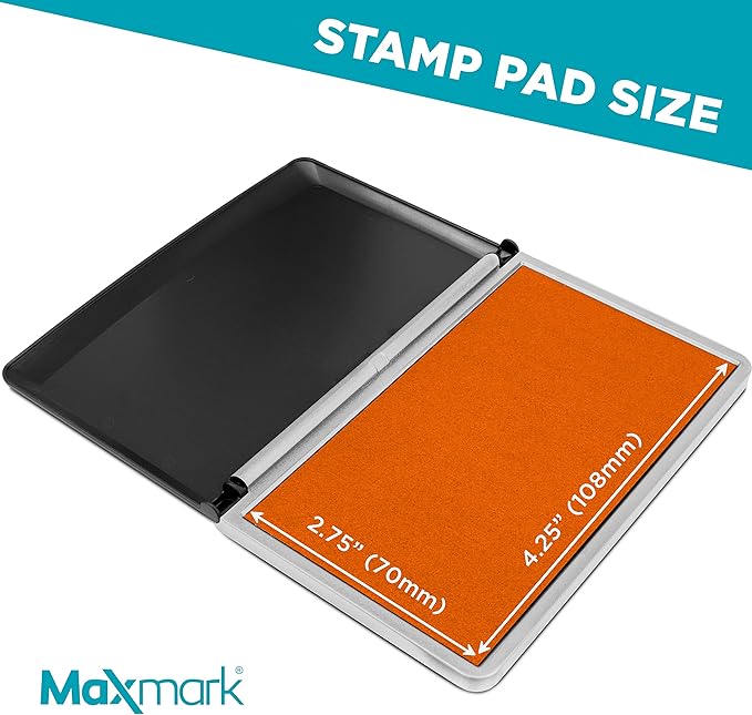MaxMark Large Orange Stamp Pad - 2-3/4" by 4-1/4" - Premium Quality Felt Pad