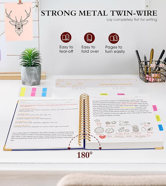 Spiral Notebook Journal 8.5” x 11”, 300 Pages Hardcover Leather Lined Journals for Women Men, A4 Large College Ruled Notebooks with 100 GSM Thick Paper, Spiral Journal for Writing Work School, Navy