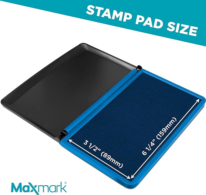 MaxMark Large Premium Blue Ink Stamp Pad - 3.5" x 6.25" - Quality Felt Pad