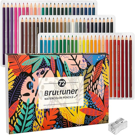 LBW Watercolor Pencils, Set of 72 Professional Colored Pencils Premium Soft Core for Adults Kids Beginners Blending Sketching Shading