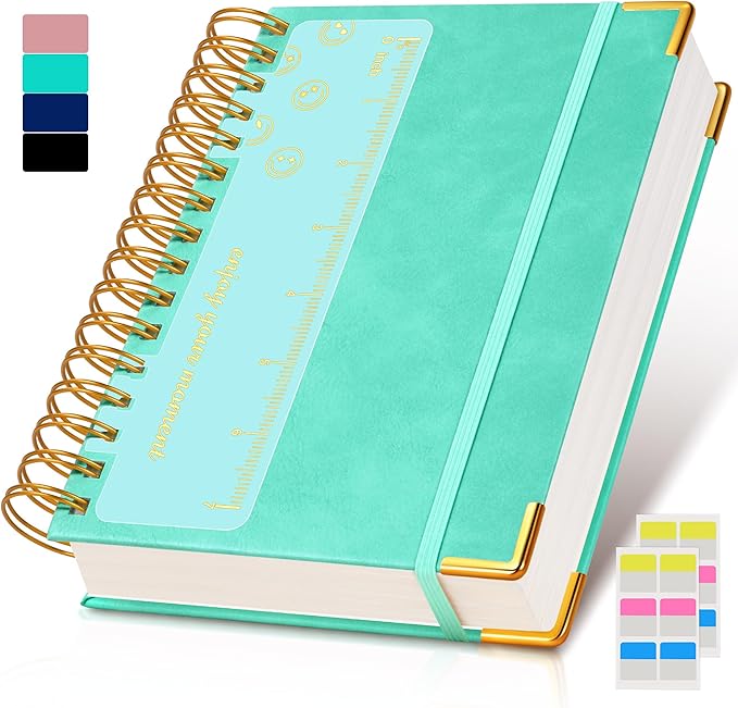 Spiral Notebook Journal 5.75” x 8.38”, 300 Pages Hardcover Leather Lined Journals for Women Men, A5 Small College Ruled Notebooks with 100 GSM Thick Paper, Spiral Journal for Writing Work School, Teal
