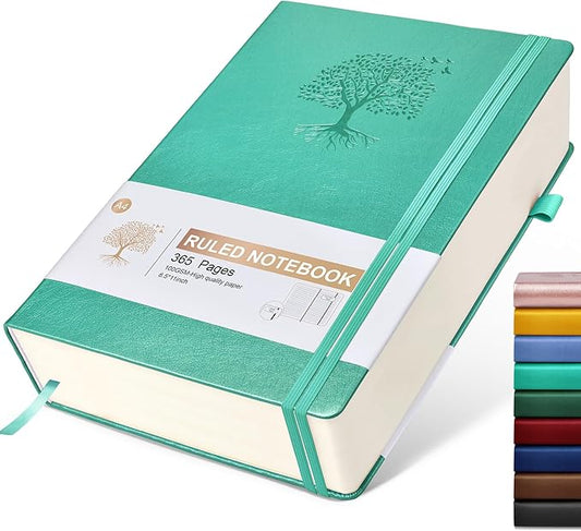 Lined Journal Notebook, 365 Pages A4 Large Journals for Writing Ruled Notebook, Hardcover Leather Journal for Women Men, Daily Notebook for Work, Note Taking, 100Gsm Thick Paper (8.5" x 11" Teal)