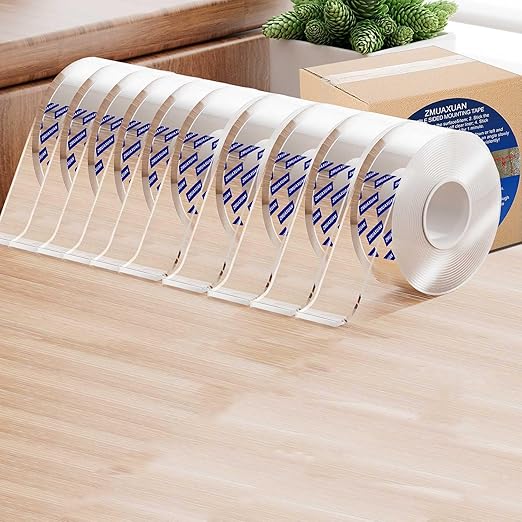 10 Rolls-9.85 FT Double Sided Mounting Tape Heavy Duty Removable,Clear Thick Nano Tape Adhesive Reusable,Wall Poster Picture Hanging Strips Putty, Sticky Tack Gel Glue for Hangers,Photo