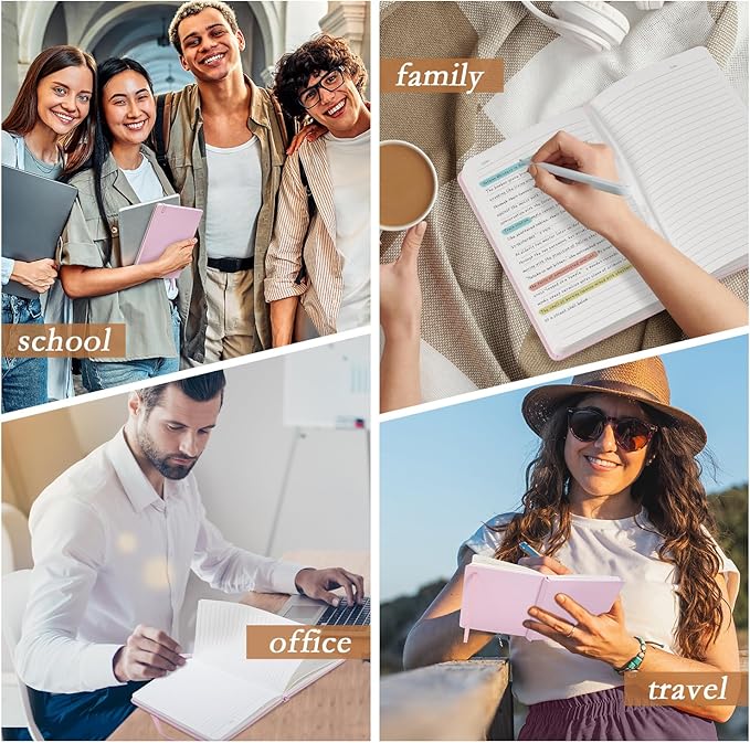 deli A5 Lined Journal Notebook, 160 Pages Hardcover Writing Notebook, 5.5"x8.2" College Ruled Notebook for Office, School, Work Notes (Pink)