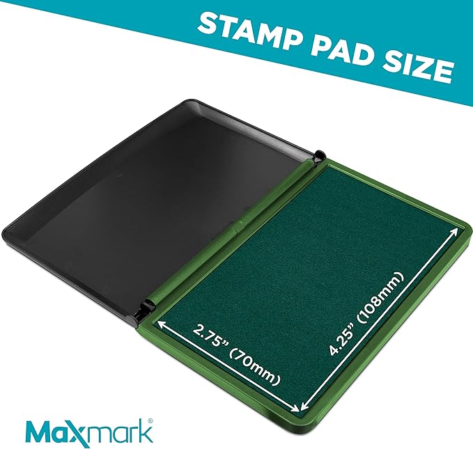 MaxMark Large Green Stamp Pad - 2-3/4" by 4-1/4" - Premium Quality Felt Pad
