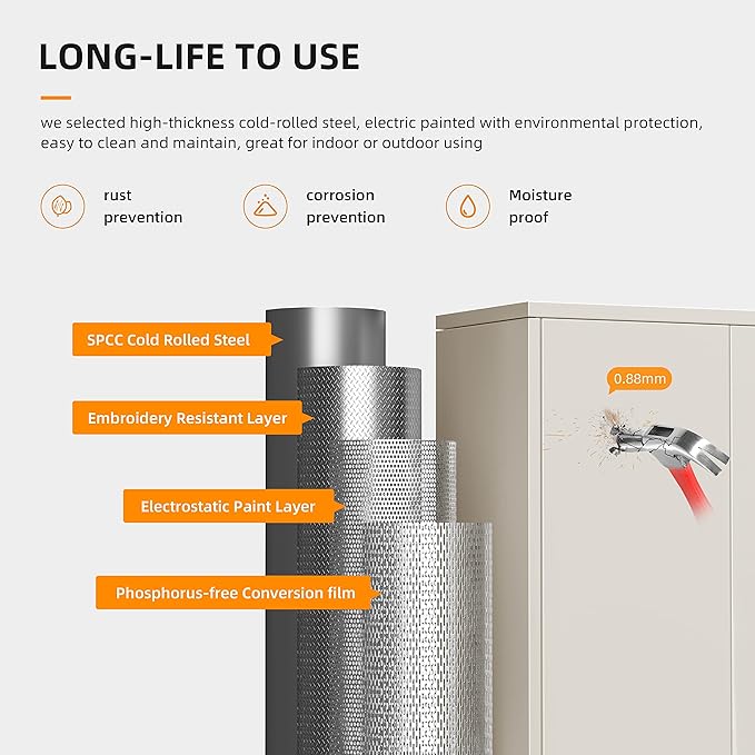 INTERGREAT Tall Metal Storage Cabinet Locking Steel with 4 Adjustable Shelves,72" Lockable Cabinets Lock 2 Doors for Office Garage Supply Home (Cream Grey)