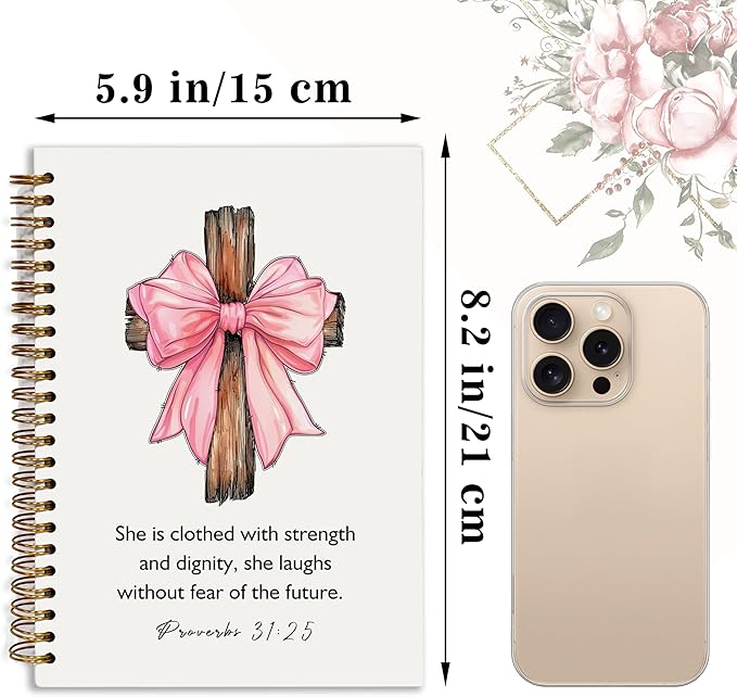 YOU FOUND ME Bohemian A5 Spiral Notebook with Rainbow Notebook- this is Our Happy Place, Inspirational Notebooks for Women, Bible Study, Gift for Birthday Christmas, Office Supplies (PINK BOW)