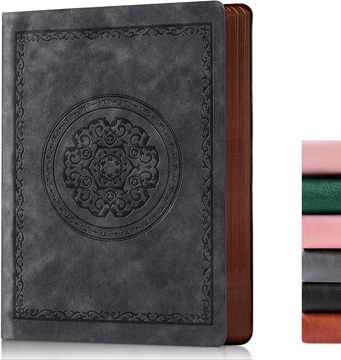 2025 Leather Vintage Journal Notebook,300 Pages,Leather Softcover Lined Journal Notebooks for Women Men,Notebook Journals for Writing Travel,Business,Office,Grey