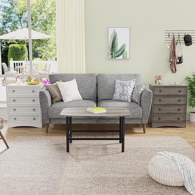 LGHM Modern 4 Drawer Dresser, Dressers for Bedroom, Tall Chest of Drawers Closet Organizers and Storage for Clothes - Easy Pull Handle, Textured Borders Drawers for Living Room, Hallway, Gray