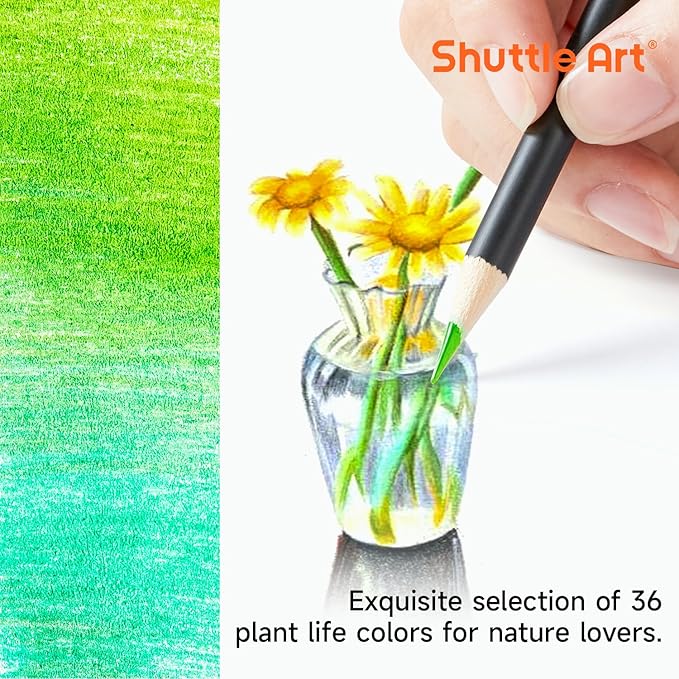 Shuttle Art 36 Colored Pencils, Botanical Themed Colored Pencils for Adult, Soft Core Color Pencils, Coloring Pencils for Adults Kids Artists Beginners Drawing Coloring Sketching