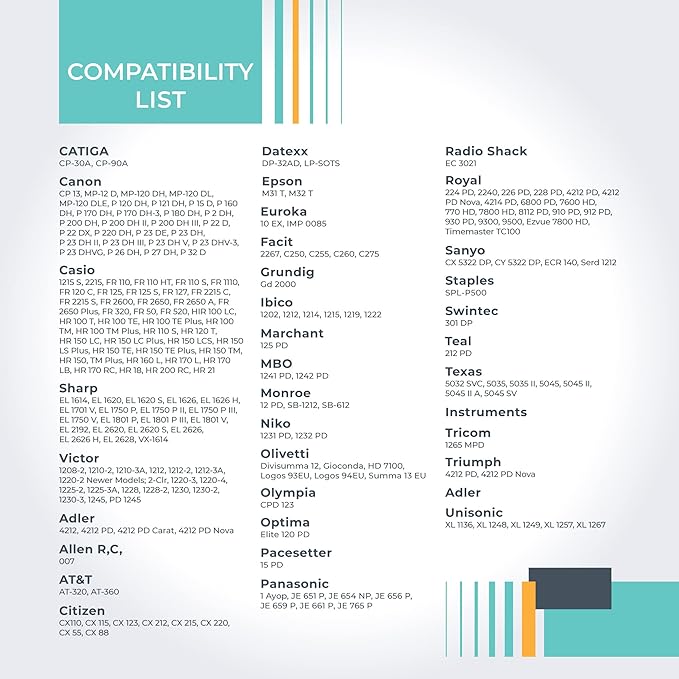 CATIGA IR-40T Ink Roller Cartridge for Printing Calculators and Adding Machines, Black/Red Pack of 2, Used with Casio HR-100TM HR-150TM HR-170RC, Sharp EL-1750V EL-1801V, CP30A CP90A