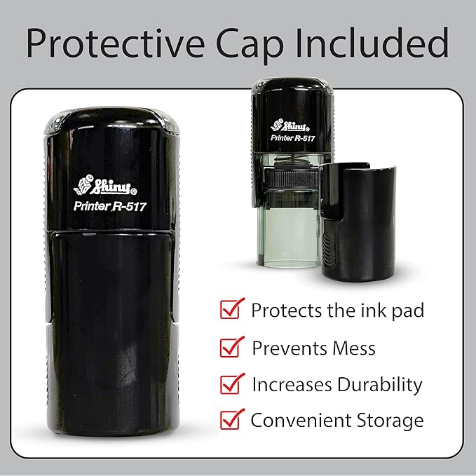 Shiny Pleasure Serving You Stamp, Round Self Inking Stamp for Office and Retail, Red Ink