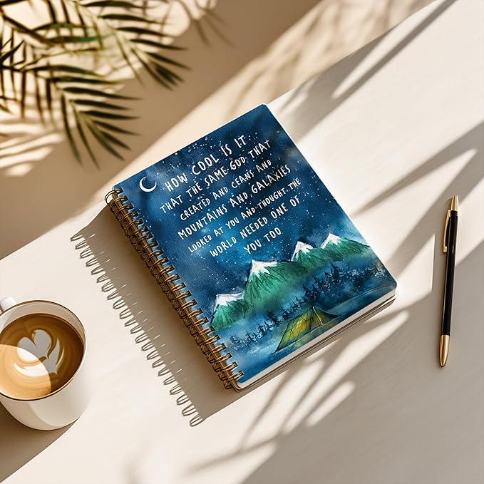 Bible Notebook, A5 Spiral Christian Journal with Floral Pink Butterfly Notebook, Bible Verse-How Cool Is It That the Same God, Inspirational Notebooks for Women, Bible Study, Gift for Birthday Christmas, Office Supplies (Green)