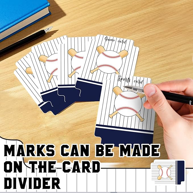 50pcs Baseball Team Card Dividers Plastic Index Card Storage Dividers with Tabs for Boys Men Gifts Card Separators for Organizing Sports Recipe Game Card