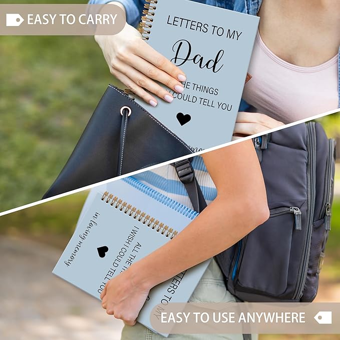 Memorial Gifts for Loss of Dad Grief Notebook Journal, Letters to My Dad in Heaven Journal, Sympathy Notebooks Gifts for Loss of Dad Father, In Loving Memory Sympathy Gifts, 6x8.2In(Blue)