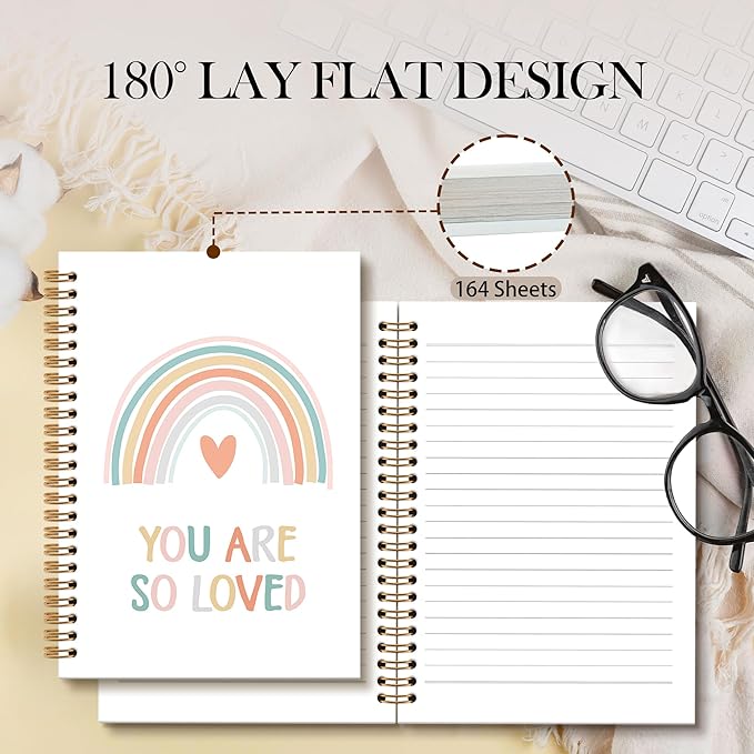 Boho Rainbow Notebook Journal - Inspiration Motivation Spiral Notebook, You are So Loved Notebooks Inspiration Gifts for Kids Girls Boys, Positive Gifts School Nursery Supplies, 6x8.2In