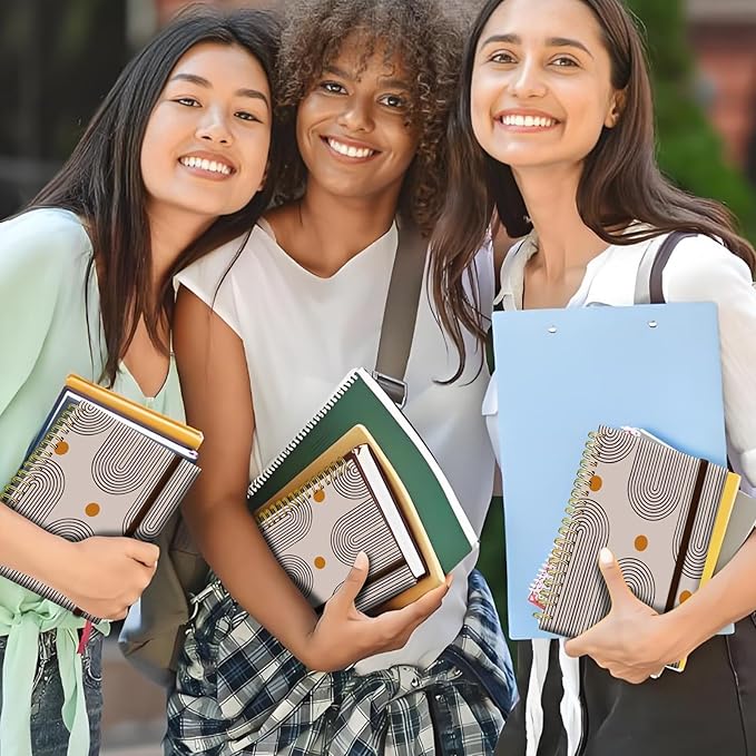 Spiral Journal Notebook, A5 Cute Notebooks for Women Men, College Ruled Hardcover Notebook for Work & Note Taking, 60 Pages Double-Wire Journals for Writing, Cute Boho Pattern