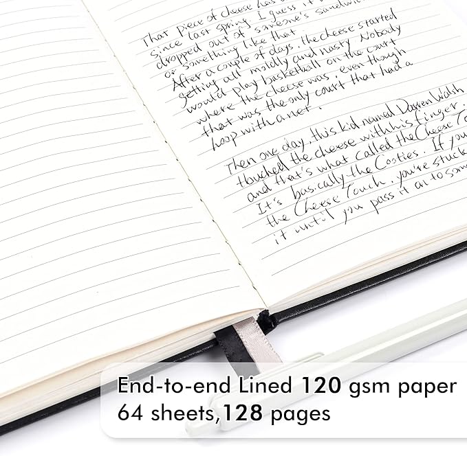 feela 12 Pack Notebooks Journals Bulk with 12 Black Pens, A5 Hardcover Notebook Classic Ruled Journal Set with Pen Holder for School Business Work Travel Writing, 120 GSM, 5.1”x8.3”, Black