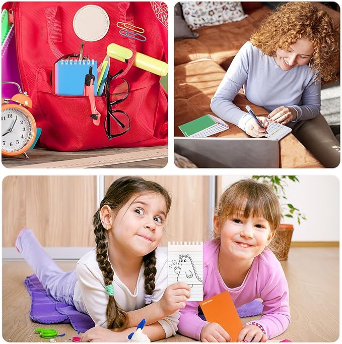 Koogel 20 Pads Mini Spiral Pocket Notebook, 3x5 Inch Lined Small Journals for Back to School, Colorful College Ruled Mini Memo Pads Tiny Note Book Sketchbook for School Office Supplies, 8 Colors