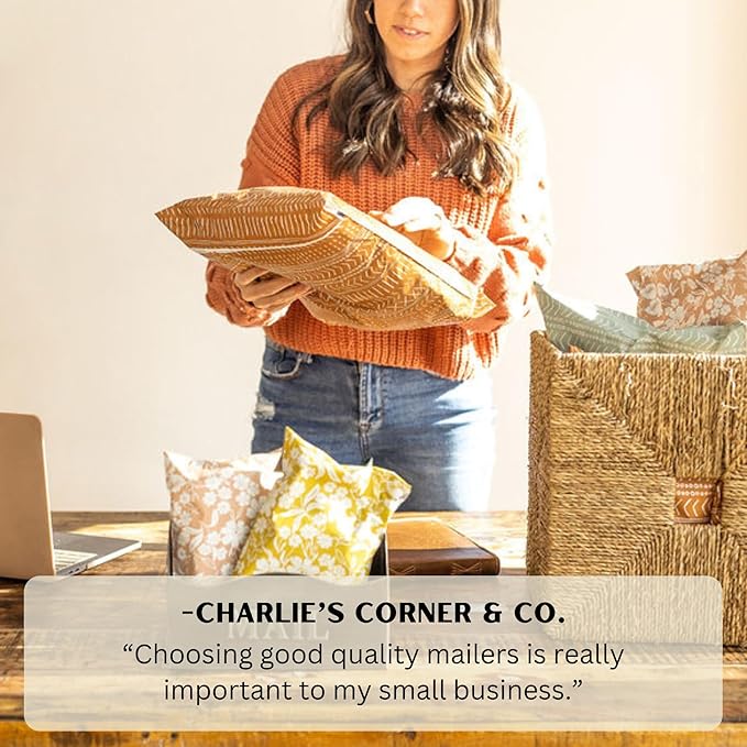 Poly Mailers 10x13 Inch 100 Pack Medium Shipping Bags Strong Thick Mailing Envelopes | Self Sealing Adhesive | Waterproof & Tear Resistant | Small Business Packaging for Clothing - Boho Brown