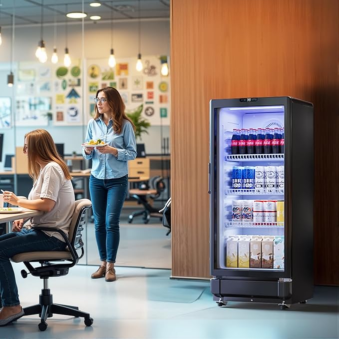 YITAHOME 6 CU.FT. Commercial Beverage Display Refrigerator with Single One Glass Door, Drink Beer Fridge Cooler for Office Garage Bar Gym with Locking, Led & 2 Keys