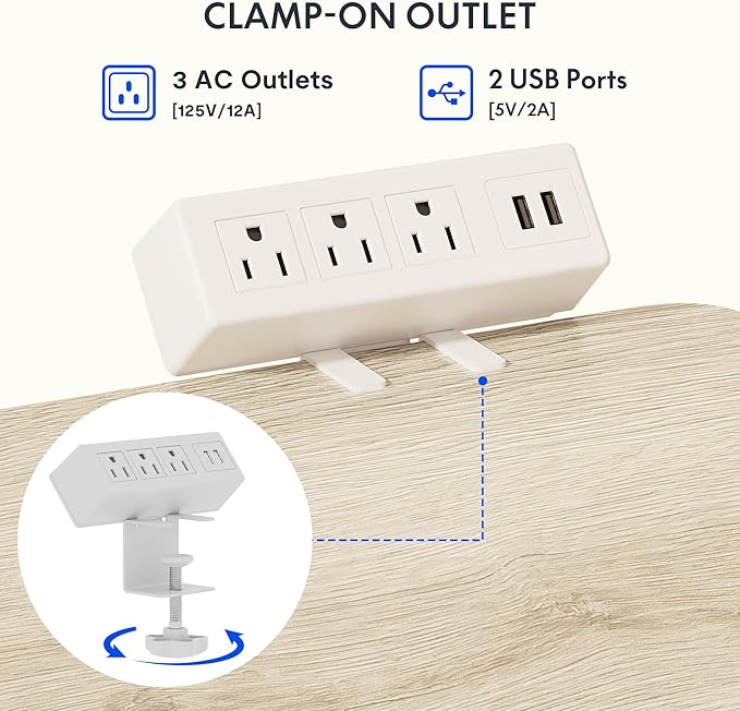 FLEXISPOT EN2 Whole-Piece Standing Desk with Clamp Power Strip, 40 x 24 Electric Stand Up Height Adjustable Desk with Cable Management (White Frame + 40" White Wood Grain Desktop)