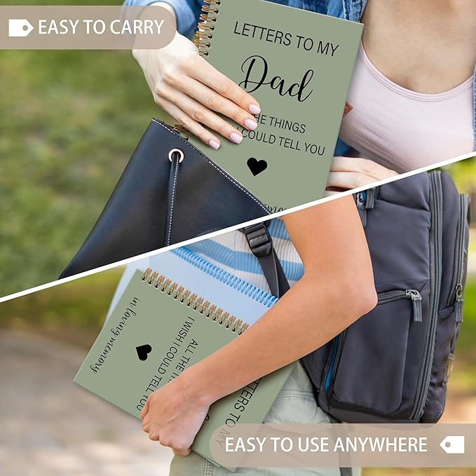 Memorial Gifts for Loss of Dad Grief Notebook Journal, Letters to My Dad in Heaven Journal, Sympathy Notebooks Gifts for Loss of Dad Father, In Loving Memory Sympathy Gifts, 6x8.2In(Green)