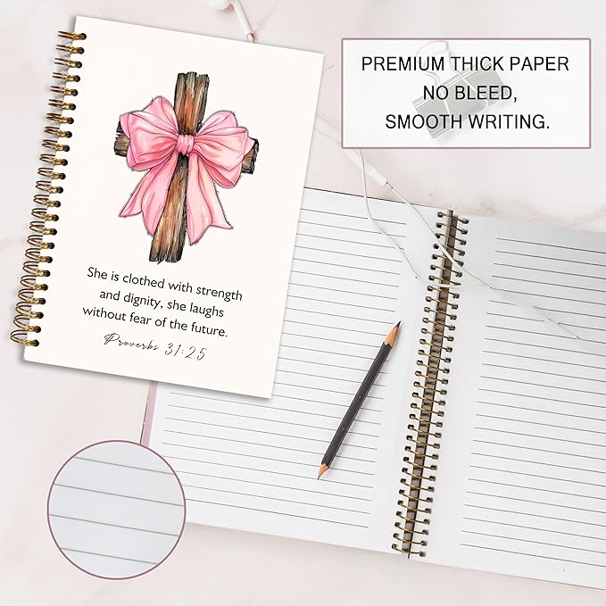 YOU FOUND ME Bohemian A5 Spiral Notebook with Rainbow Notebook- this is Our Happy Place, Inspirational Notebooks for Women, Bible Study, Gift for Birthday Christmas, Office Supplies (PINK BOW)