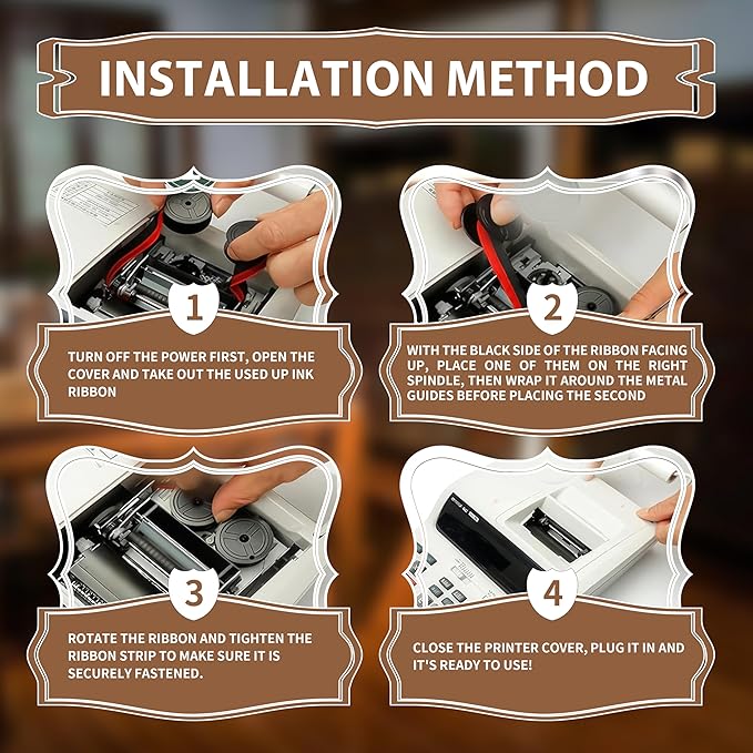 4Pack Sharp EL-1197PIII Calculator Ribbon Universal,Compatible Sharp EL-2196BL, Canon Mp11dx ,Porelon 11216, Printer Machine Typewriter CalculatorRibbon Replacement ,Calculator Ribbon Red/Black