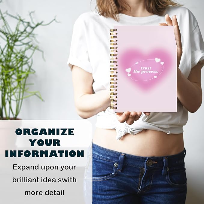 BearCake Trendy Y2K Pink Aura Preppy Notebook Journal, Trust the Process Inspirational Notebooks, Aesthetic Notebooks, Pink Aesthetic Office Supplies, Hardcover Spiral Notebook 5.5x8.3