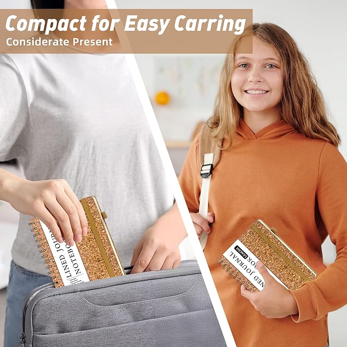 Lined Spiral Journal Notebook for Women & Men, College Ruled Hardcover Notebook for Work & Note Taking, Journals for Writing, Cork Cover, 100 GSM, Business, School, 140 Pages, A5(5.8"x8.5") - Yoga