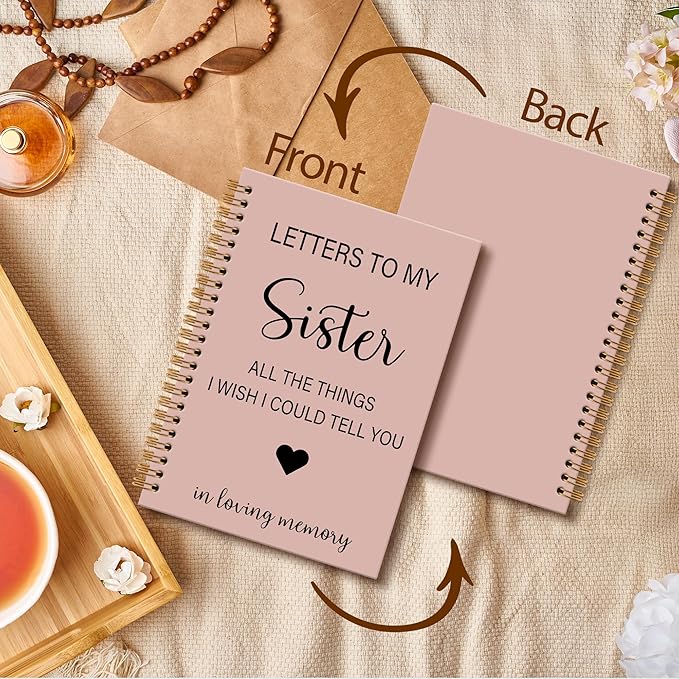 OINDADE Loss of Sister Sympathy Gifts Grief Notebook Journal, Letters to My Sister in Heaven Journal, Memorial Notebooks Gifts for Loss of SisterWomen, In Loving Memory Sympathy Gifts, 6x8.2In