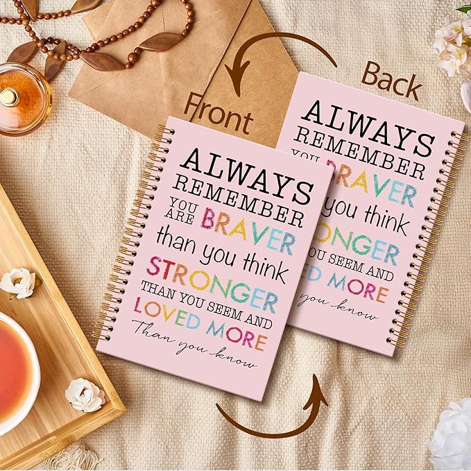 Inspirational Motivational Notebook Journal, Inspirational Gifts Spiral Notebook, You are Brave Motivational Notebooks Gifts for Women, Positive Gifts School Office Supplies, 6x8.2In(Pink)