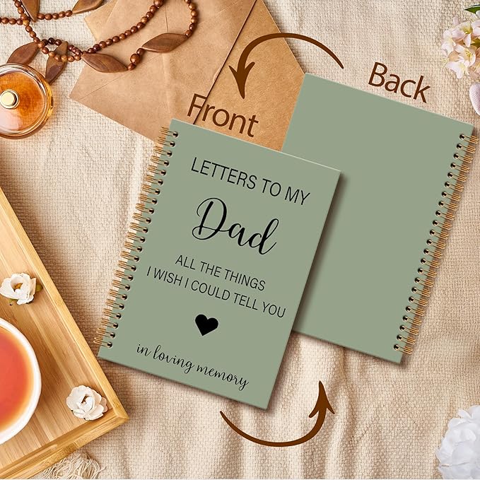 Memorial Gifts for Loss of Dad Grief Notebook Journal, Letters to My Dad in Heaven Journal, Sympathy Notebooks Gifts for Loss of Dad Father, In Loving Memory Sympathy Gifts, 6x8.2In(Green)