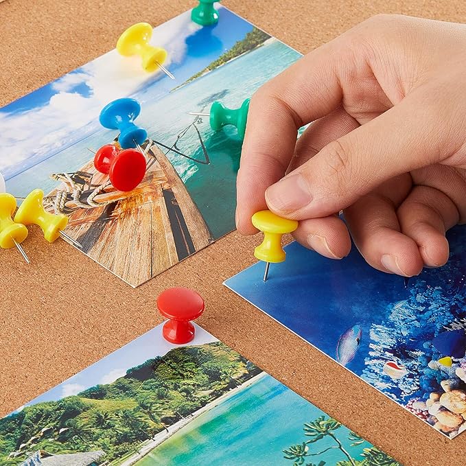 Outus 100 Pcs Giant Push Pins Large Thumb Tacks Plastic Heads 1 Inch Jumbo Push Pins for Cork Board Map Posters Office School(Red, Yellow, Blue, Green, White)