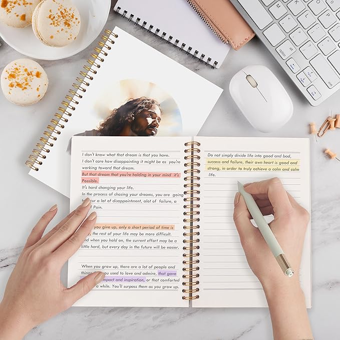 Qabliqo Black Jesus Christian Spiral Notebooks,Afro American Jesus Journals for Writing, Prayer Journal, Christian Gifts for Women Men, Religious Notebook for Note Taking, 5.5x8.3 Inch