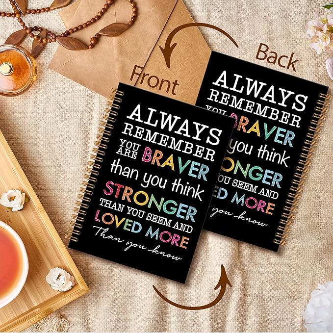 Inspirational Motivational Notebook Journal, Inspirational Gifts Spiral Notebook, You are Brave Motivational Notebooks Gifts for Women, Positive Gifts School Office Supplies, 6x8.2In(Black)