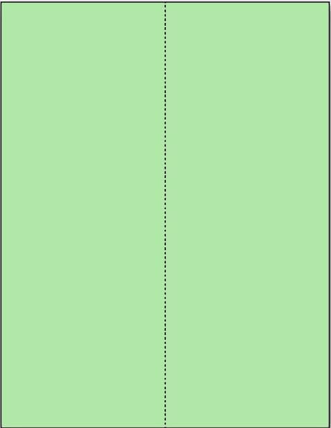 Limited Papers (TM) 8.5x11 Perforated Paper, 20/50 Pound, 75 GSM, Variety of Perforation Sizes and Colors, for Forms, Tickets, Postcards, Business Cards. (Green, 2 up – vertical 4 1/4”)