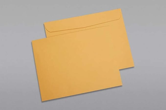 Limited Papers (TM) Booklet Envelopes, (Open Side) Brown Kraft, Gummed Seal, 28 Pound, Heavyweight, For Mailing And More. (250, 10 x 15)