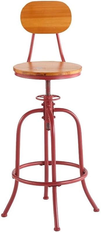 The Lakeside Collection Adjustable Swivel Stool with Back - Red