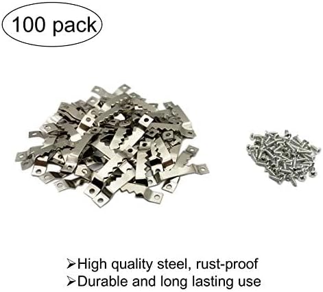 100 Pack Small Sawtooth Picture Hangers Steel Picture Hangers Picture Frames Hangers with Screws Picture Hang Solutions, for Hanging Clock Paintings Artwork Picture Frame Hook Photos (Silver)