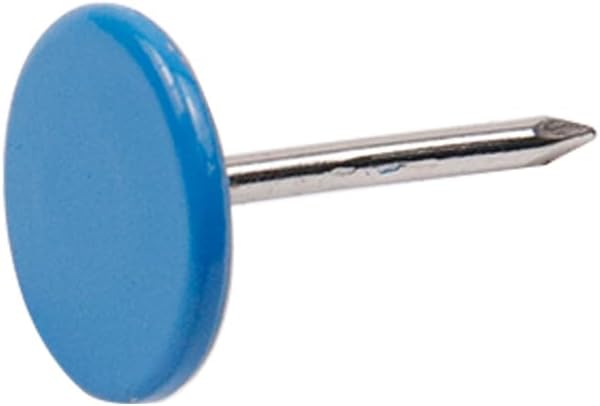 100Pcs Flat Head Upholstery Tacks Home Furniture Decor Tack Upholstery Nails Flat Push Pins Flat Thumb Tacks Blue (11mmx17mm)