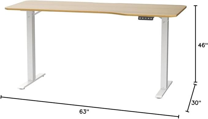 FLEXISPOT Standing Desk Electric Height Adjustable Desk with 63 x 24 Inches Splice Board, Ergonomic Memory Controller, Maple Top + White Frame